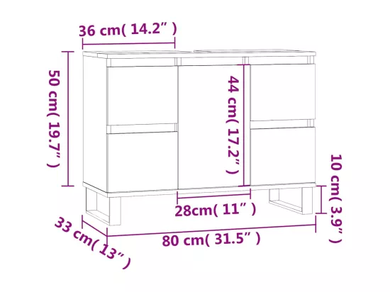 Armoire de salle de bain blanc 80x33x60 cm bois d'ingénierie