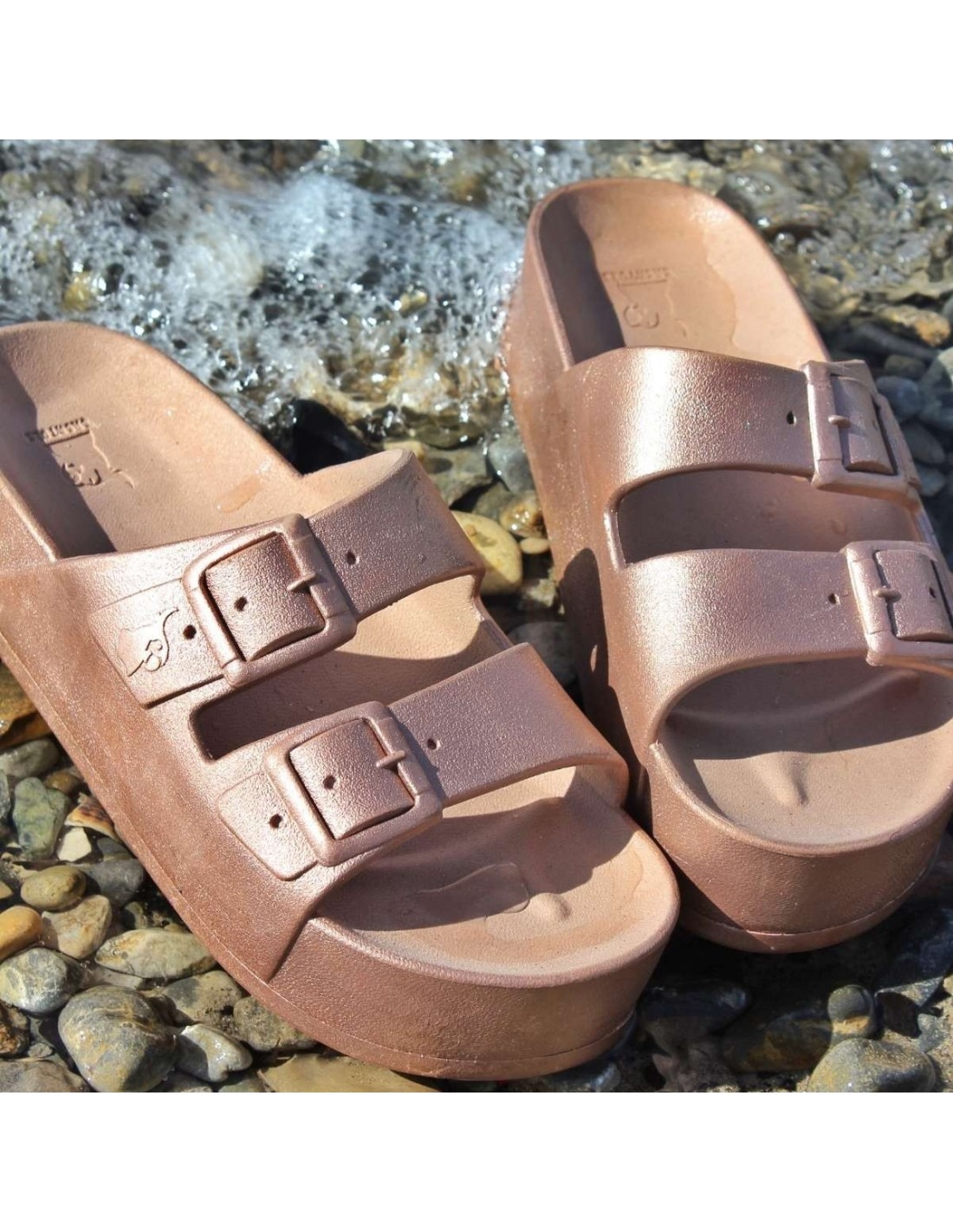 cacatoes Claquettes Compensées femme Caipirinha Metallic Women copper