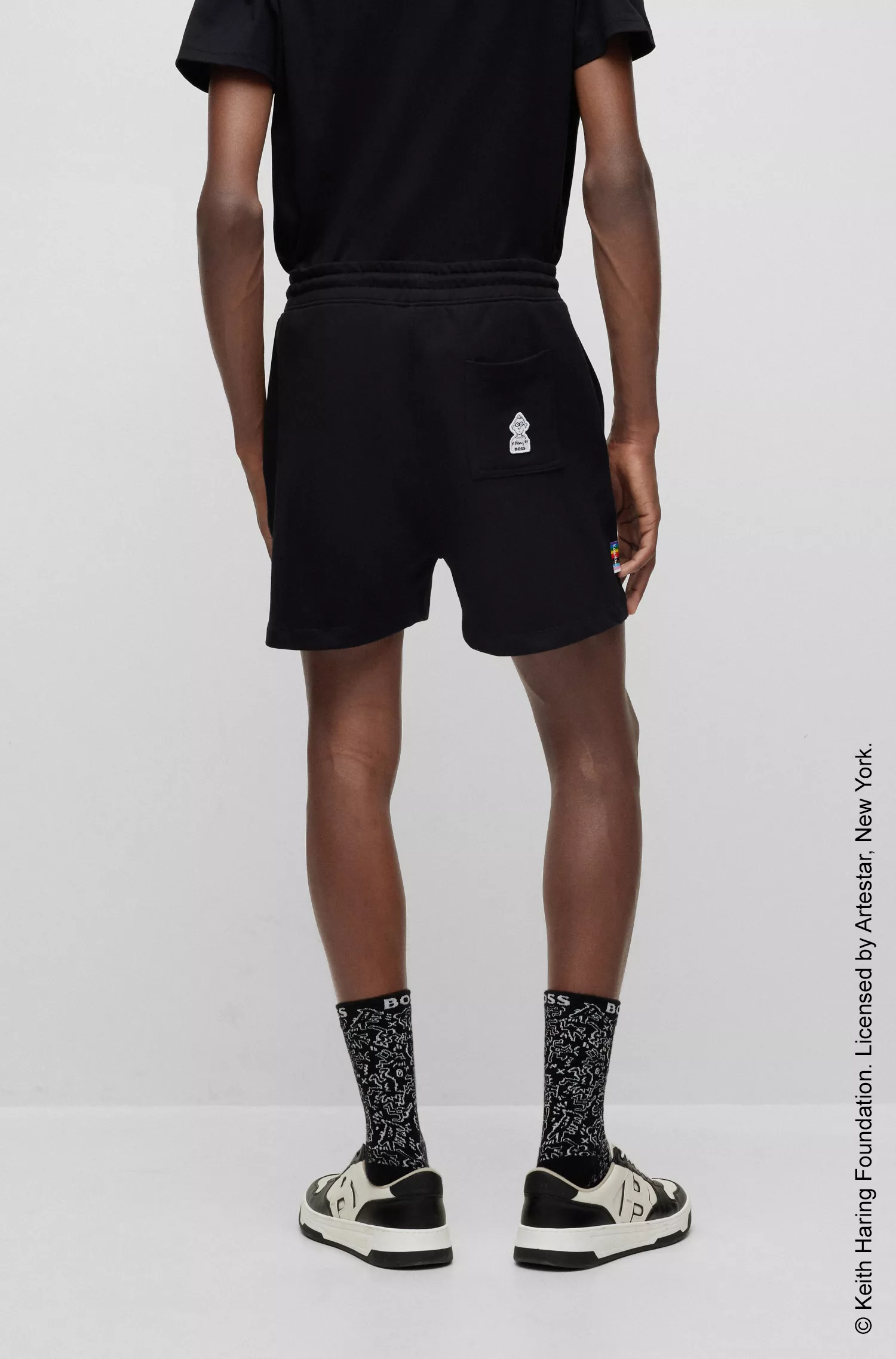 Shorts unissex BOSS Black-BOSS x Keith Haring em tecido atoalhado de algodão misto.