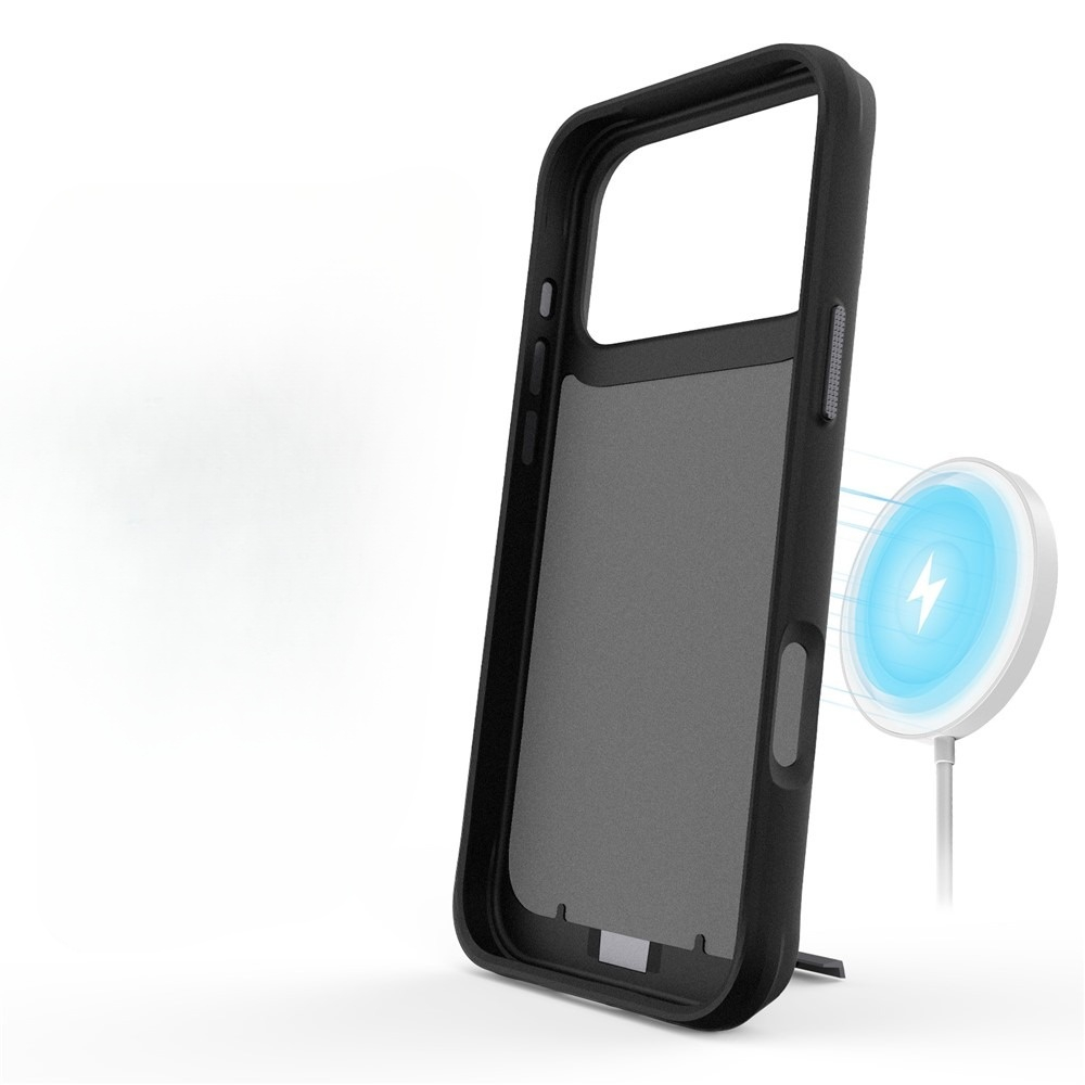 iPhone 17 Pro MagSafe Hybrid Hülle mit TPU Bumper   Kickstand - Schwarz