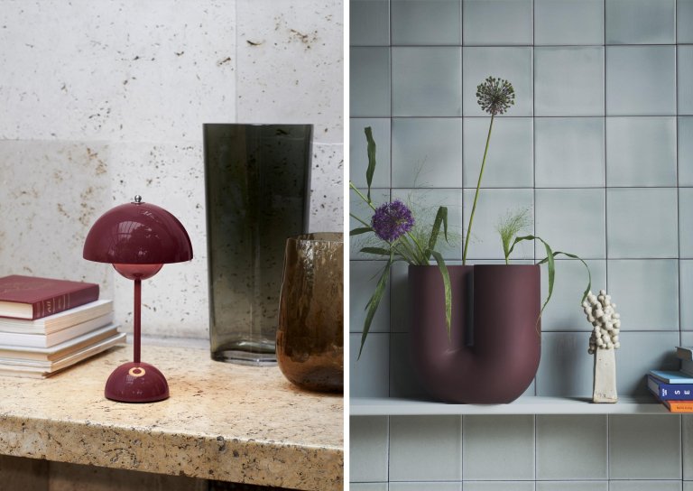 &tradition FlowerPot VP9 tafellamp LED oplaadbaar dark plum