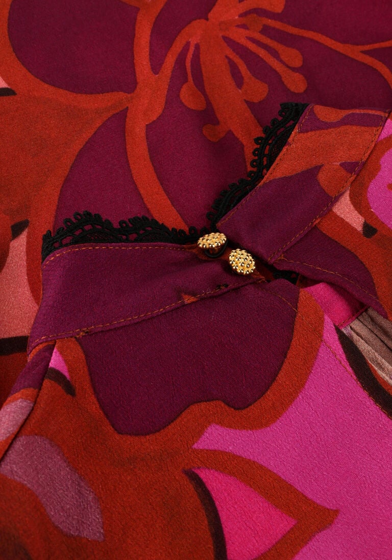 JANSEN AMSTERDAM roze jansen amsterdam blouse wfp105 blouse print with puffsleeves and turtle neck