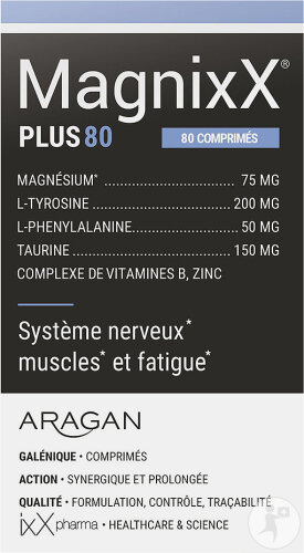 ixX Pharma MagnixX Plus Magnésium Vitamines B Fatigue Muscles & Système Nerveux 80 Comprimés