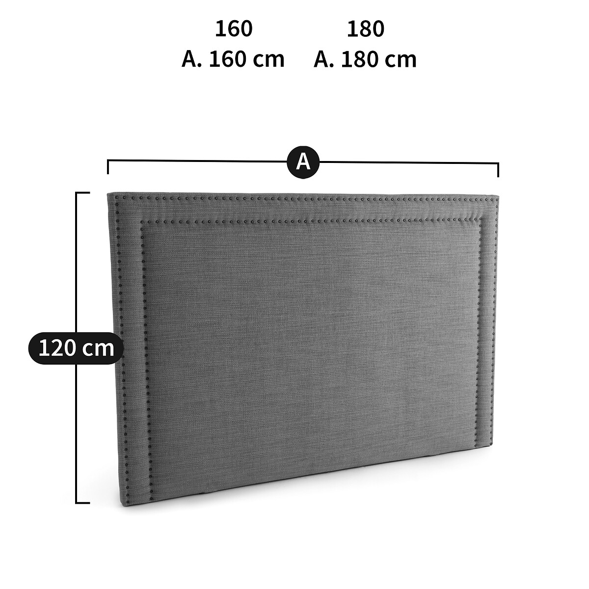 AM.PM<br>Cabeceira com tachas e tecido mesclado H120 cm, Kardly
