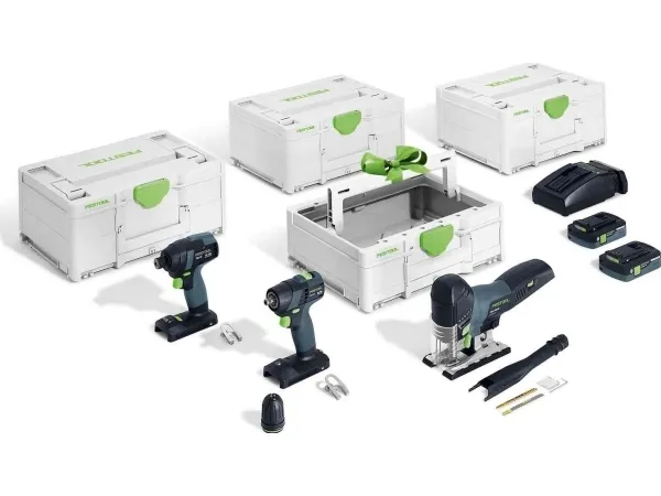 festool batteridrevet elværktøj Combo - Samling TID 18/TXS 18/PSC 420/TB M 137 (578026)