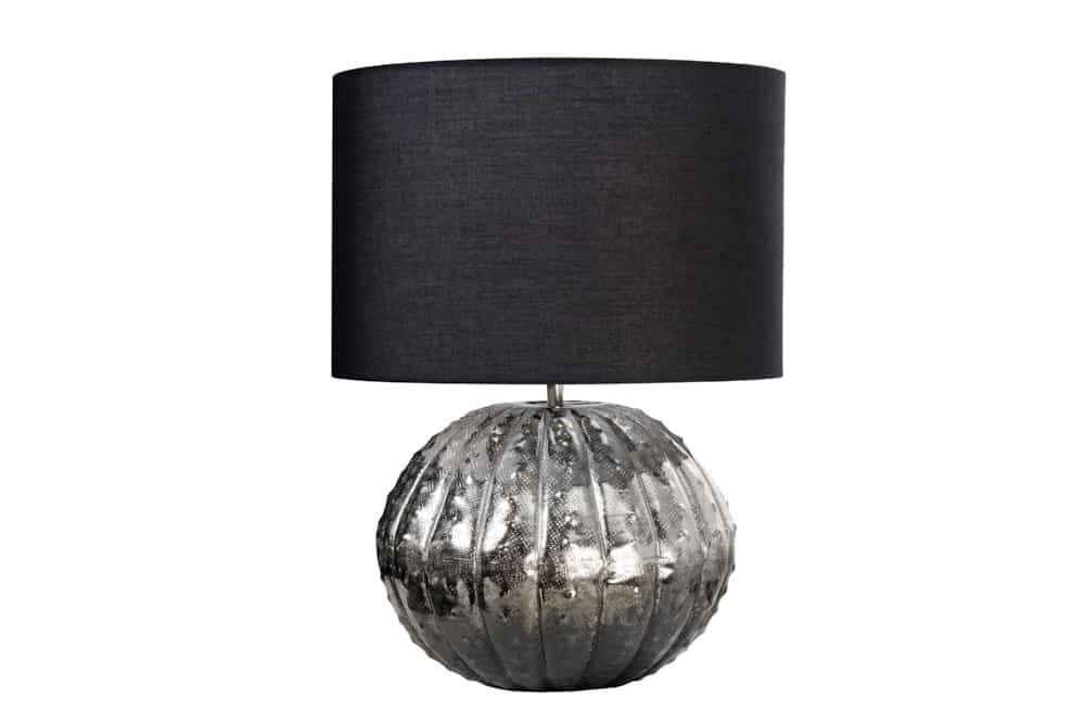 Design Tischlampe ABSTRACT 50cm silber schwarz Metall Stoffschirm handmade