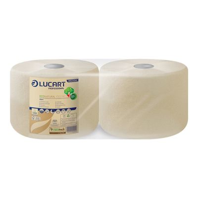 Lucart Professional EcoNatural - Rouleau d'essuie-mains double épaisseur - 1000 feuilles - pack de 2