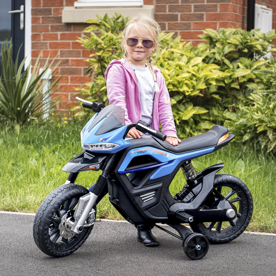 HOMCOM Elektro-Motorrad für Kinder blau