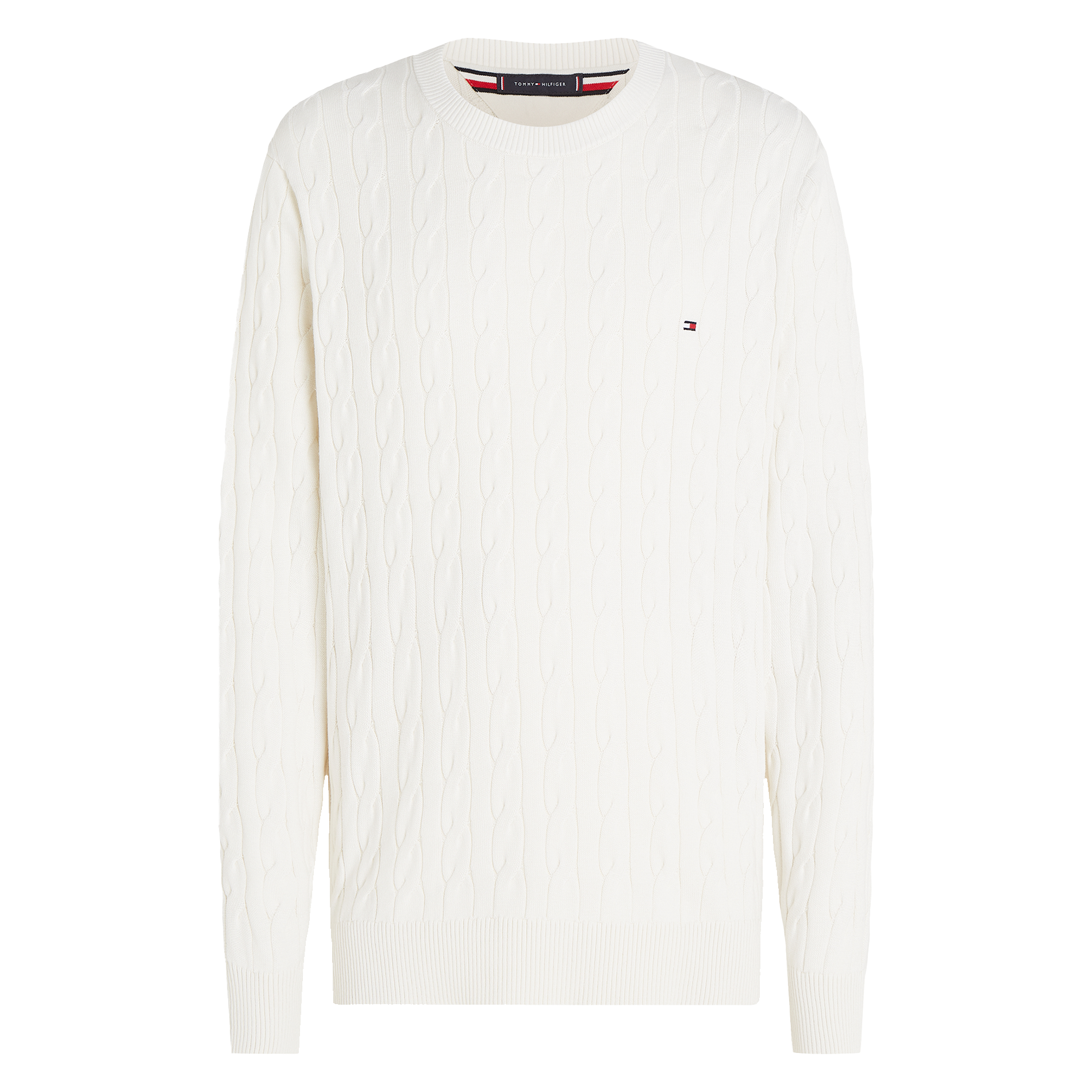 Pull col rond droit en coton bio | Blanc