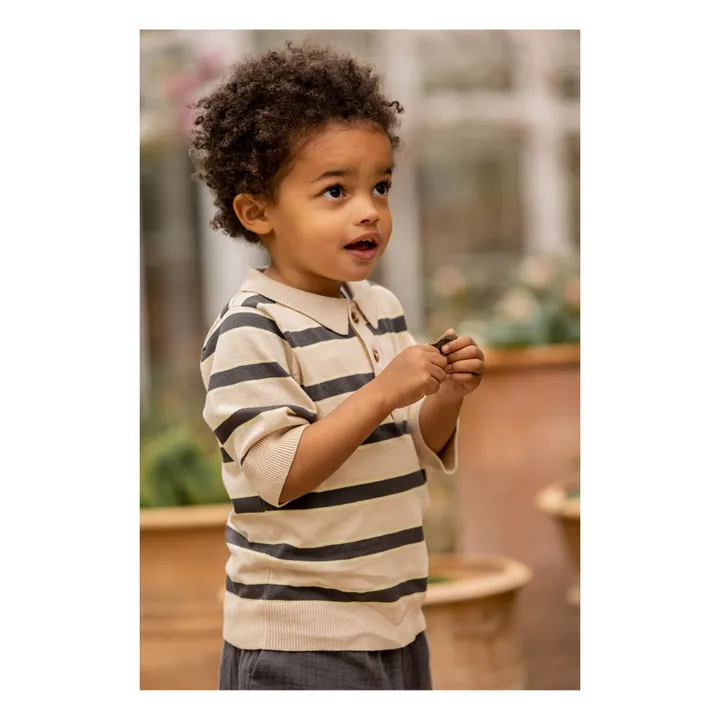 Fliink Polo Maille Favo Rayure | Beige