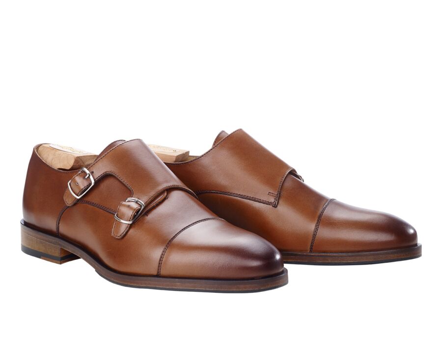 Chaussures cuir homme avec boucle Cognac Patiné - GREYDALE PATIN
