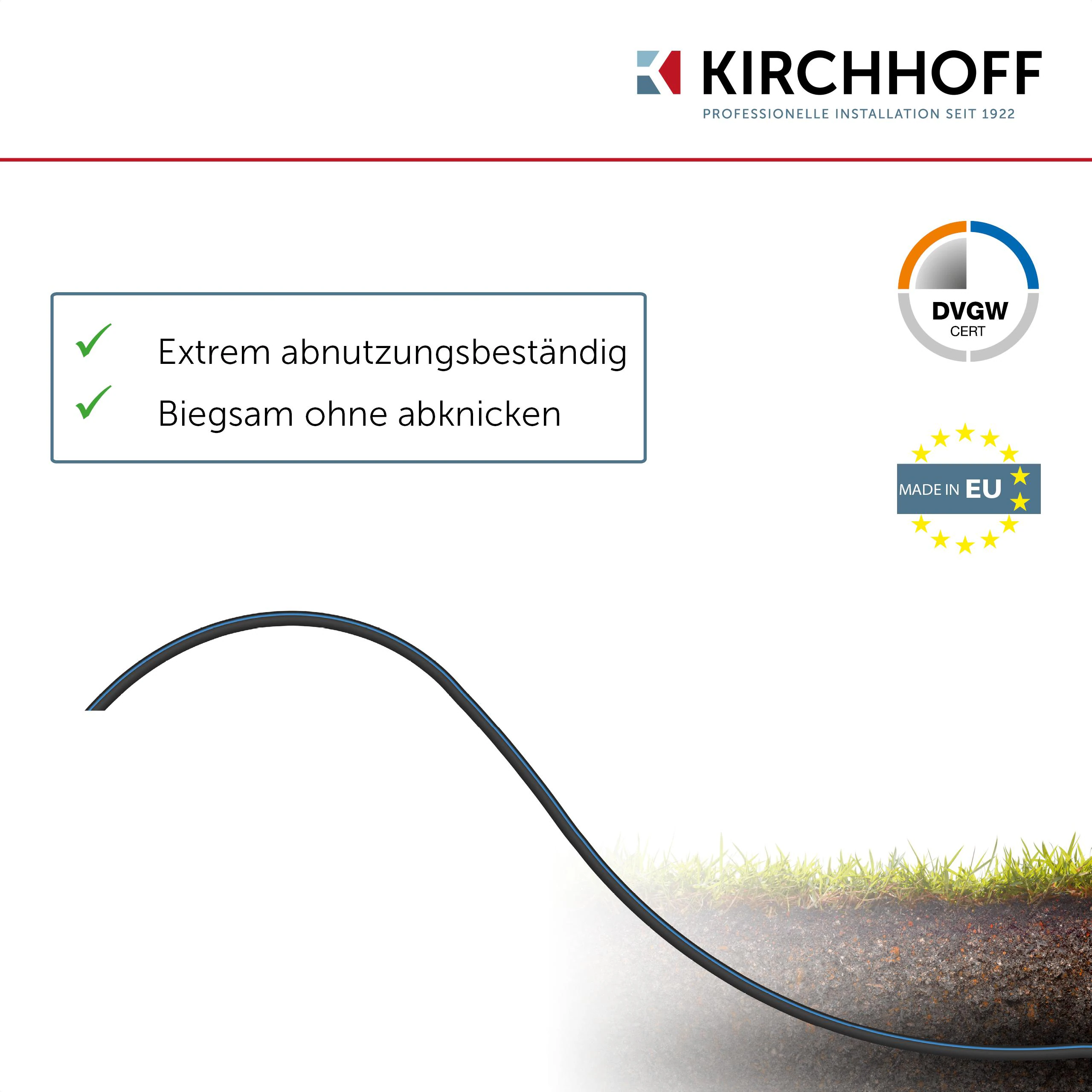 KIRCHHOFF HDPE Rohr 20 mm x 50 m Bewässerungssystem, Kunststoffrohr Gartenbewässerung Made in EU