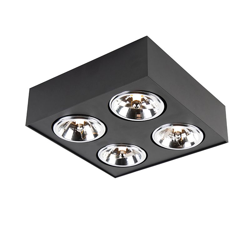Design spot zwart vierkant 4-lichts - Kaya