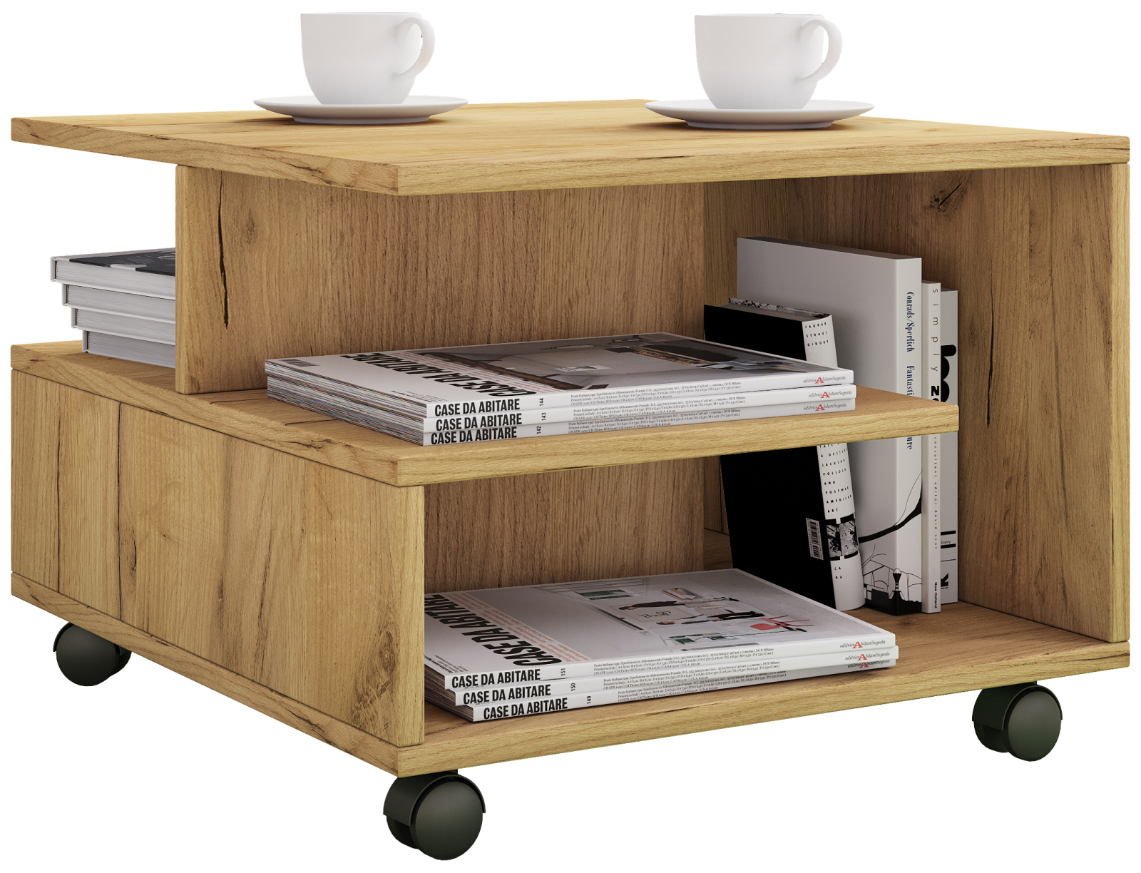 Couchtisch STANGO S - Honig Eiche - mit Rollen