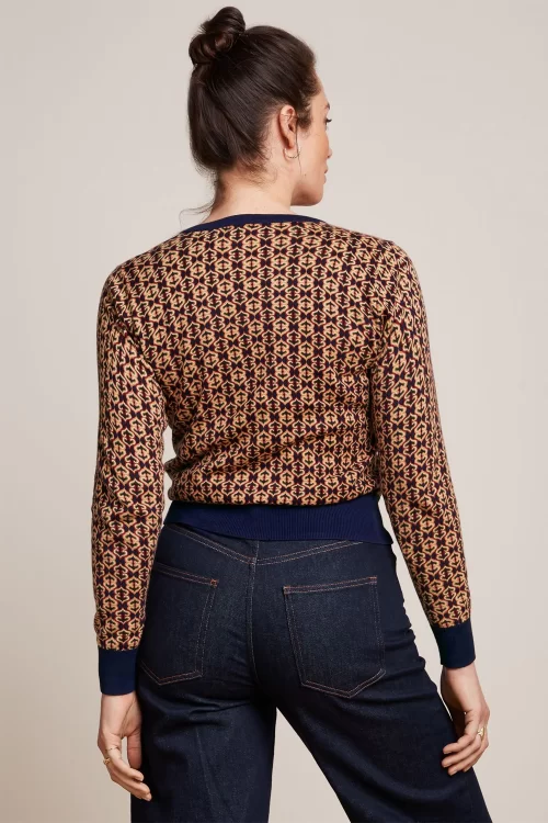King Louie Ripley Roundneck cardigan in avondblauw