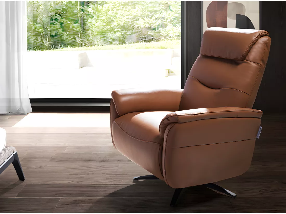Fauteuil pivotant en cuir marron 5115 ANGEL CERDA