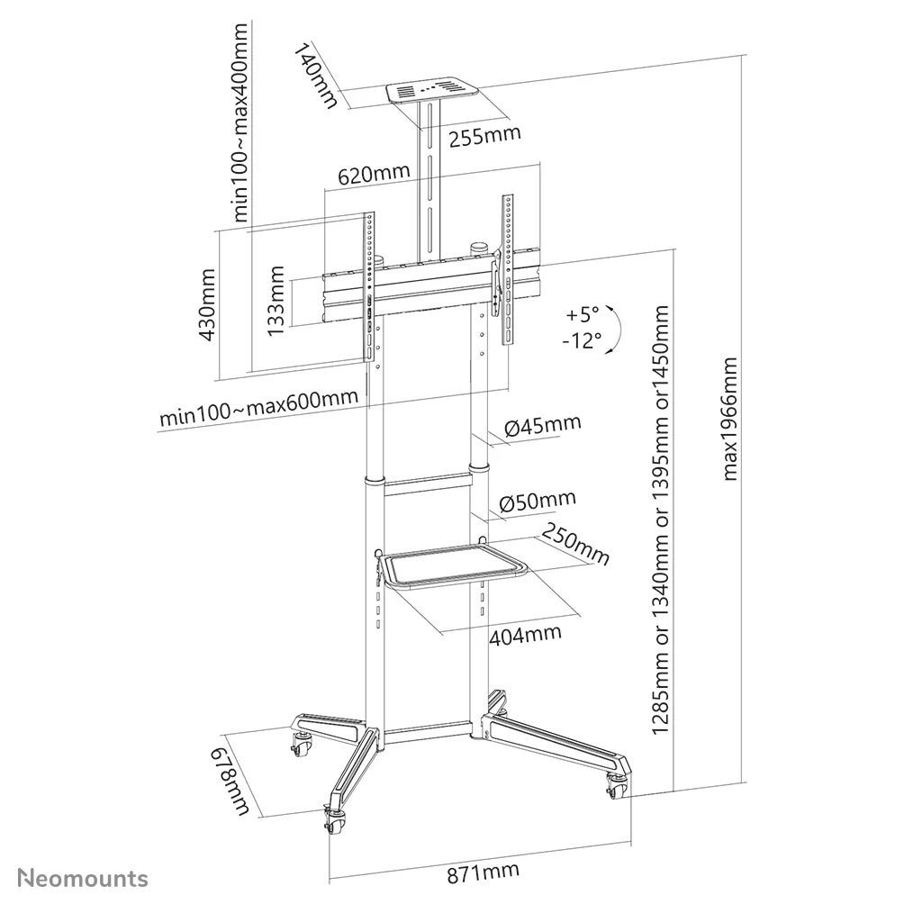 Neomounts FL50-550BL1 mobiel vloerstatief voor flatscreen