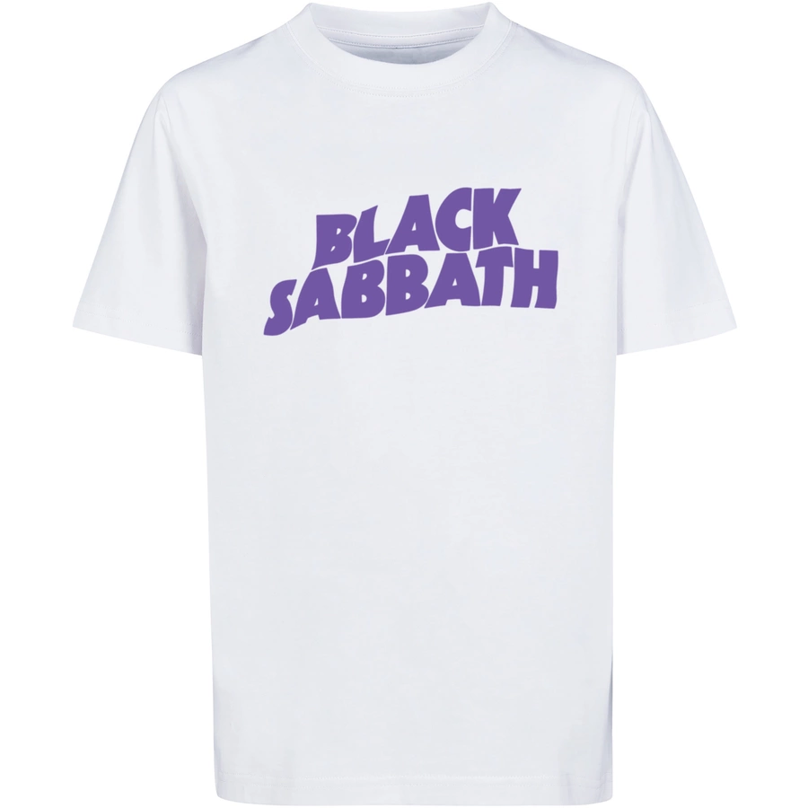 F4NT4STIC T-Shirt Black Sabbath Heavy Metal Band Wavy Logo Black weiß