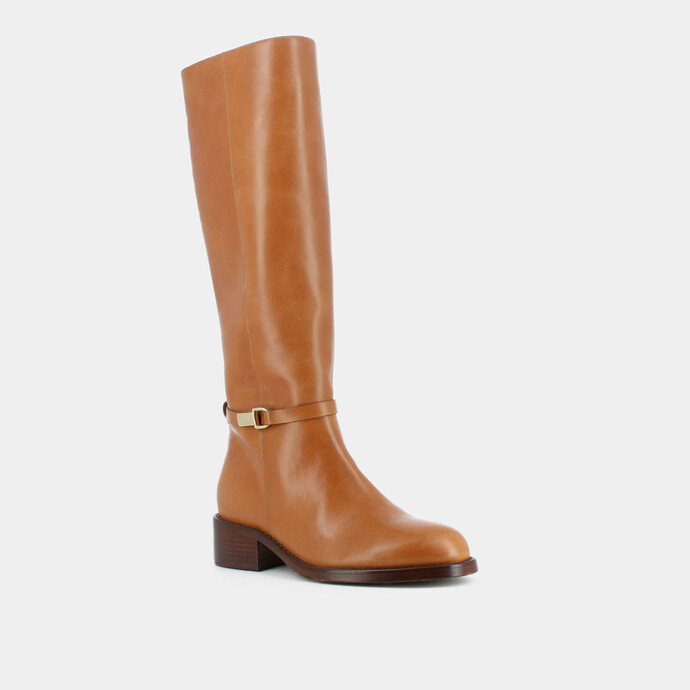 Bottes à boucle  en cuir cognac
