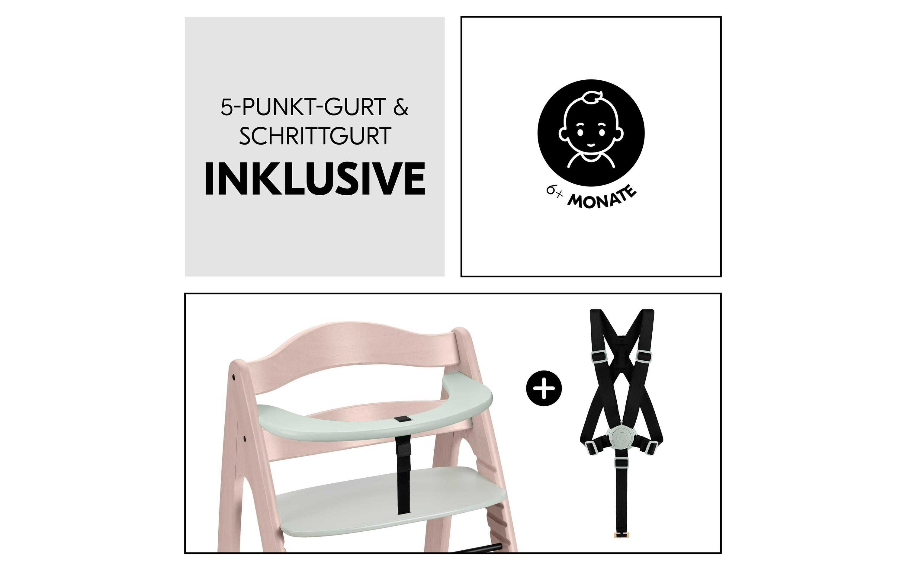 Hochstuhl Arketa N Play Whitewashed-mint<br>Stilvoller Holzhochstuhl mit Play Tray im Set