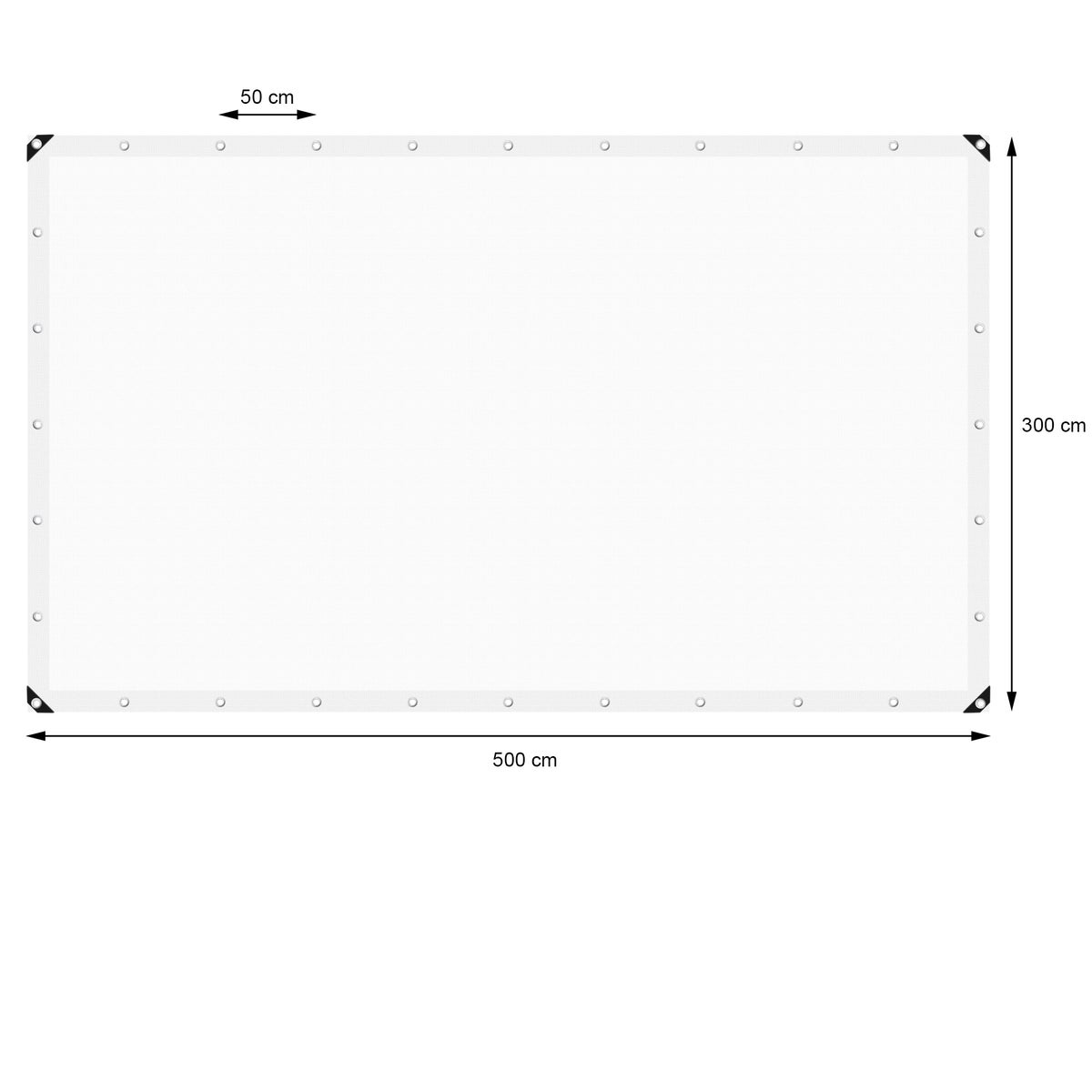 ECD Germany Afdekzeil met ogen, 3x5 m, 15 m², 260 g/m², wit, polyethyleen, schimmelwerend, waterdicht, scheurvast, beschermhoes, boothoes, tuinhoes, houten hoes, hoes voor tuinmeubelen, zwembad, auto