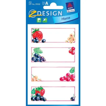 Avery Zweckform Z-Design 59550, Marmeladen Etiketten, Erdbeeren, Johannisbeeren, 12 Aufkleber