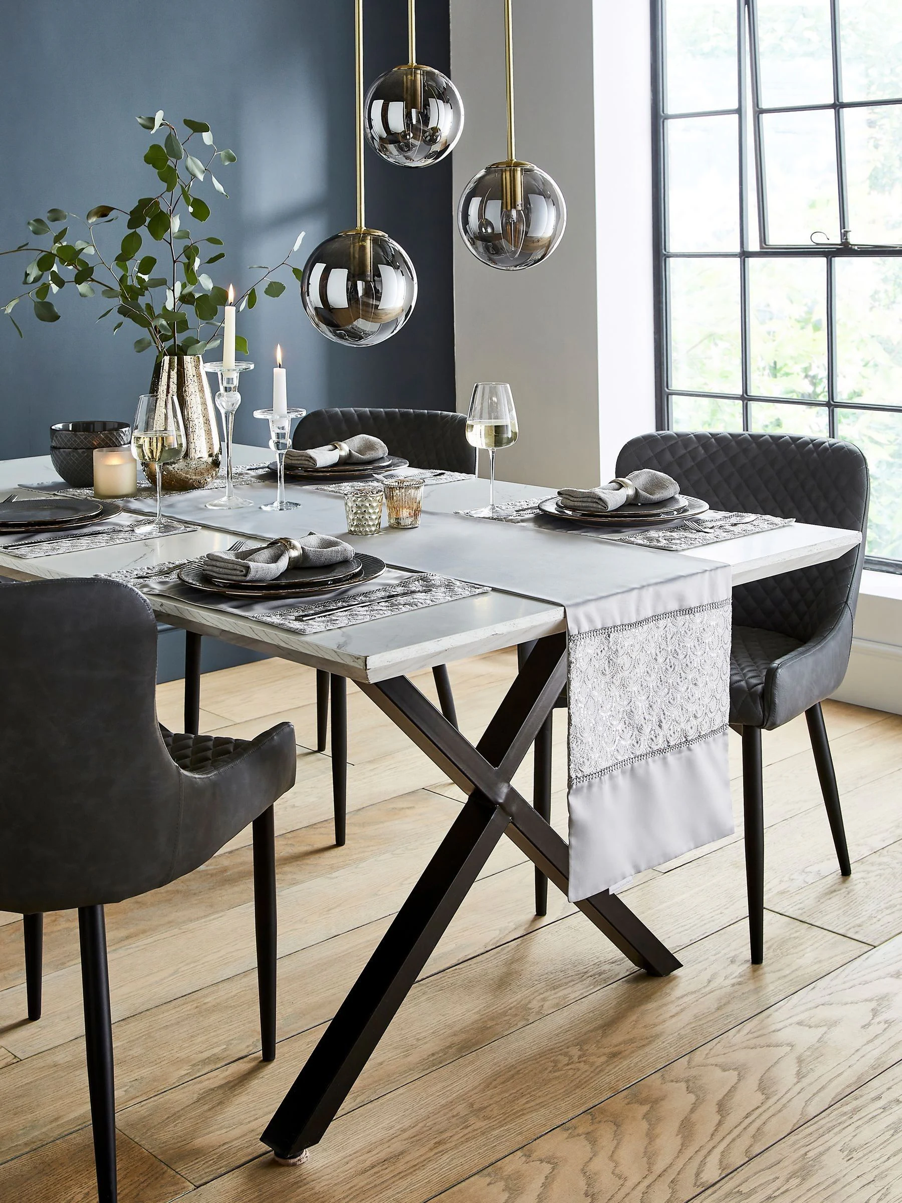 Catherine Lansfield Set van 4 Deco Pailletten Eetkamer Placemats