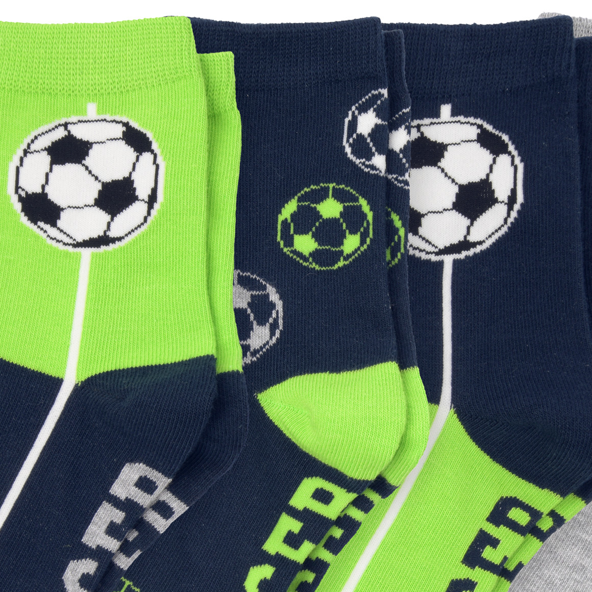 Topolino 5 Paar Jungen Socken in verschiedenen Dessins dunkelblau / neongrün / grau