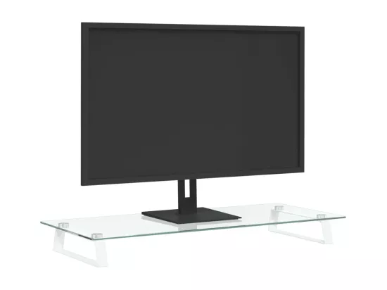 Support de moniteur blanc 80x35x8 cm verre trempé et métal