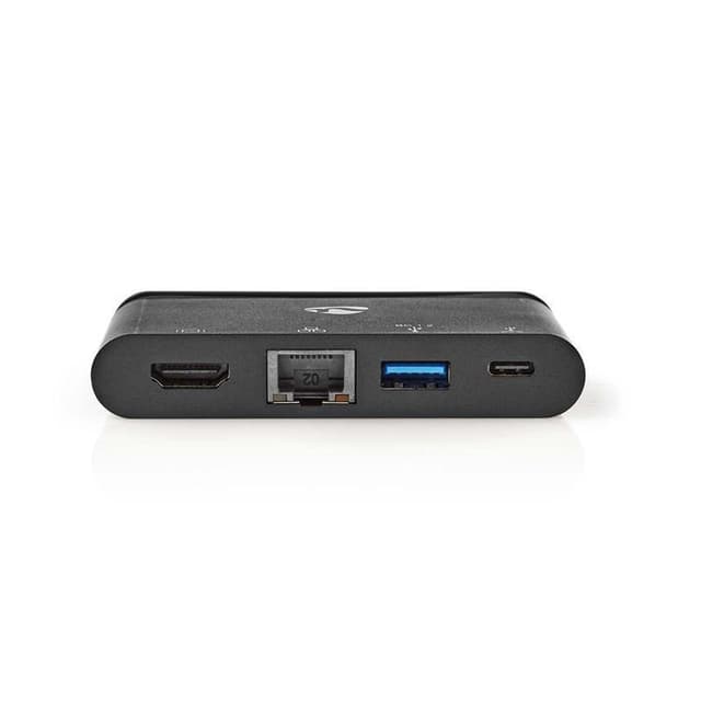 Nedis USB Multi-Port Adapter | USB 3.2 Gen 1 | USB-C™ Han | HDMI™ Hun / RJ45 Hun / USB-A Hun / USB-C™ Hun | Runde | Nikkelplateret | Sort | Box