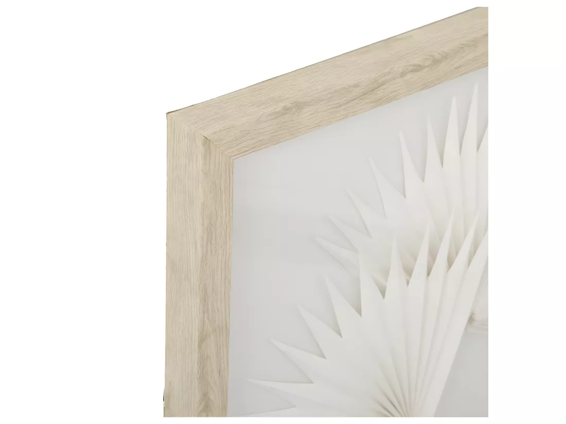 Déco murale Feuilles exotiques en bois et verre 40 x 40 cm
