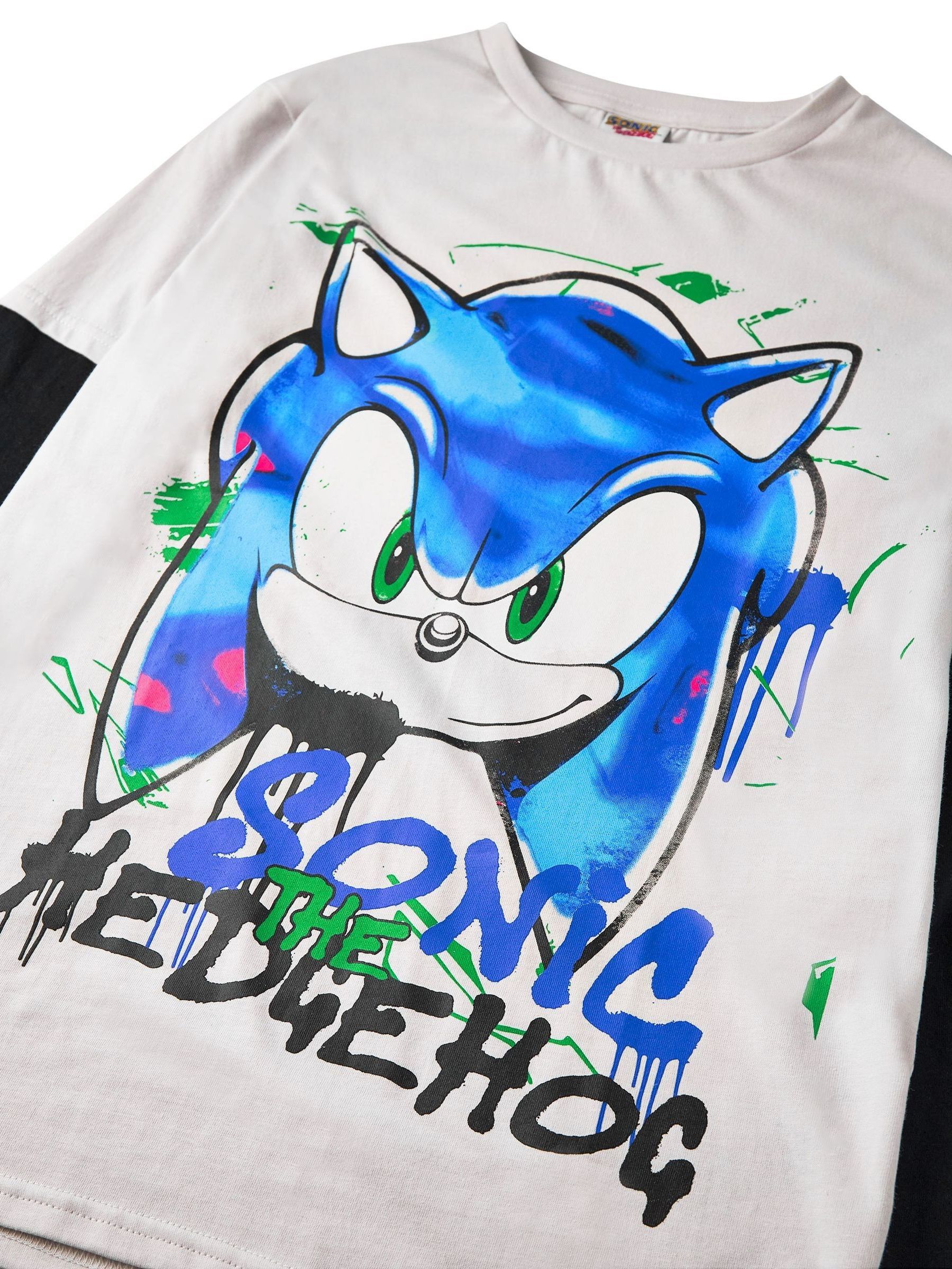 Vanilla Underground Boys Grey Character Long Sleeved Sonic The Hedgehog 100% Cotton T-Shirt