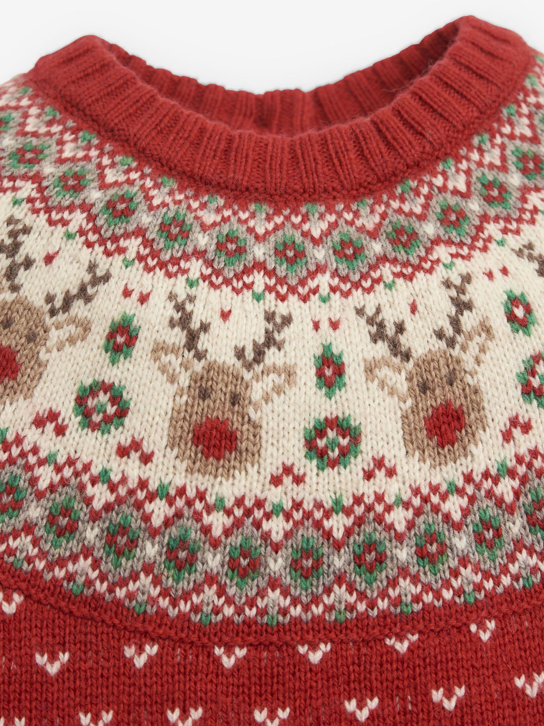 JoJo Maman Bébé gebreide baby all-in-one met rendier en fairisle-patroon