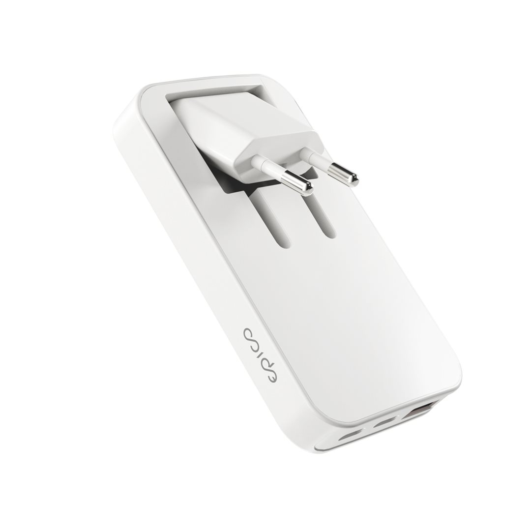 (65W) GaN UltraBoost Flat Dual USB C / USB A Ladegerät Power Delivery Netzteil (9915101100209) - Weiss