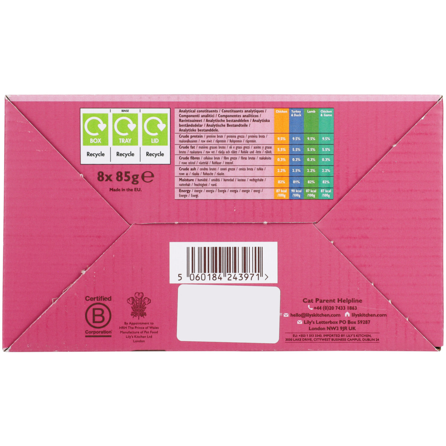Lily's Kitchen Feine Fleisch Pastetenauswahl Multipack, Katzen Nassfutter 8x85g