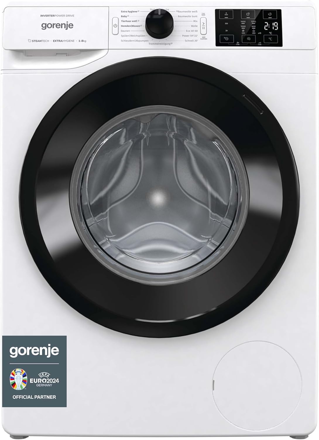 Gorenje WNEI 86 APS Waschmaschine mit Dampffunktion / 8 kg / 1600 U/min /16 Programme/Inverter Motor/Edelstahltrommel/AquaStop/Kindersicherung/SterilTub/Weiß