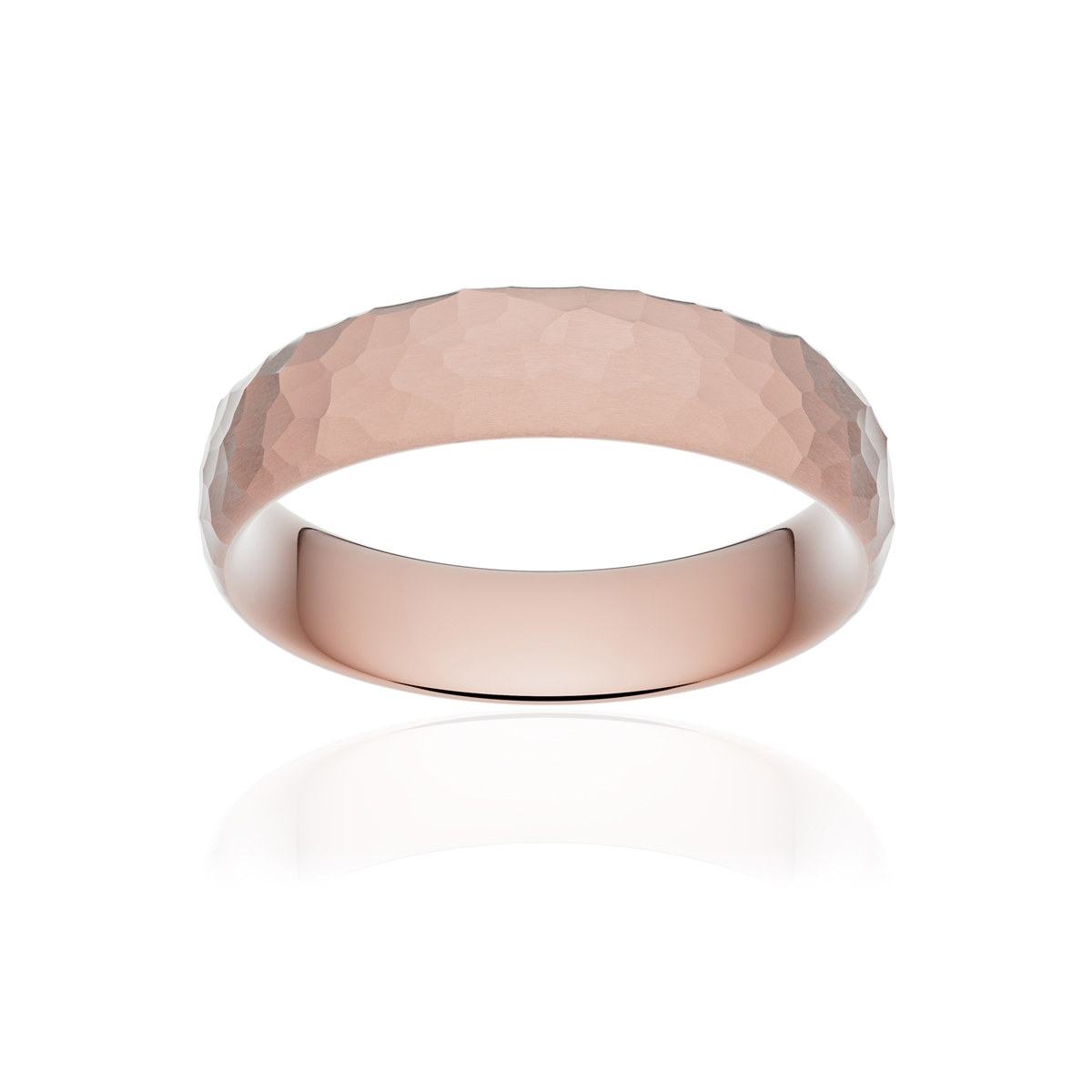 Alliance or 750 rose martelé ruban confort 5,5mm