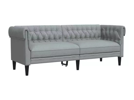Canapé Chesterfield 3 places gris clair tissu