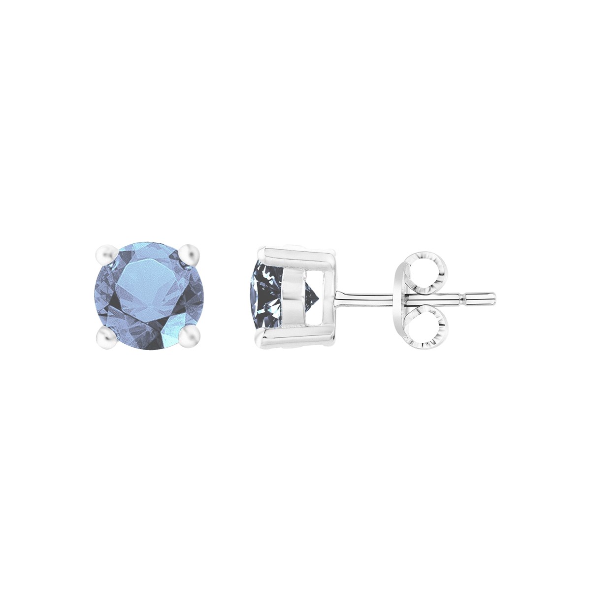 Boucles d'oreilles puces en Argent avec spinelle bleu topaze