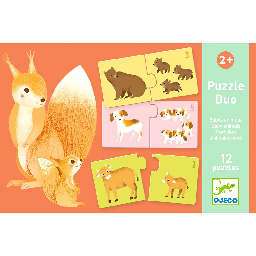 Djeco puzzel duo babydieren - 12x2st