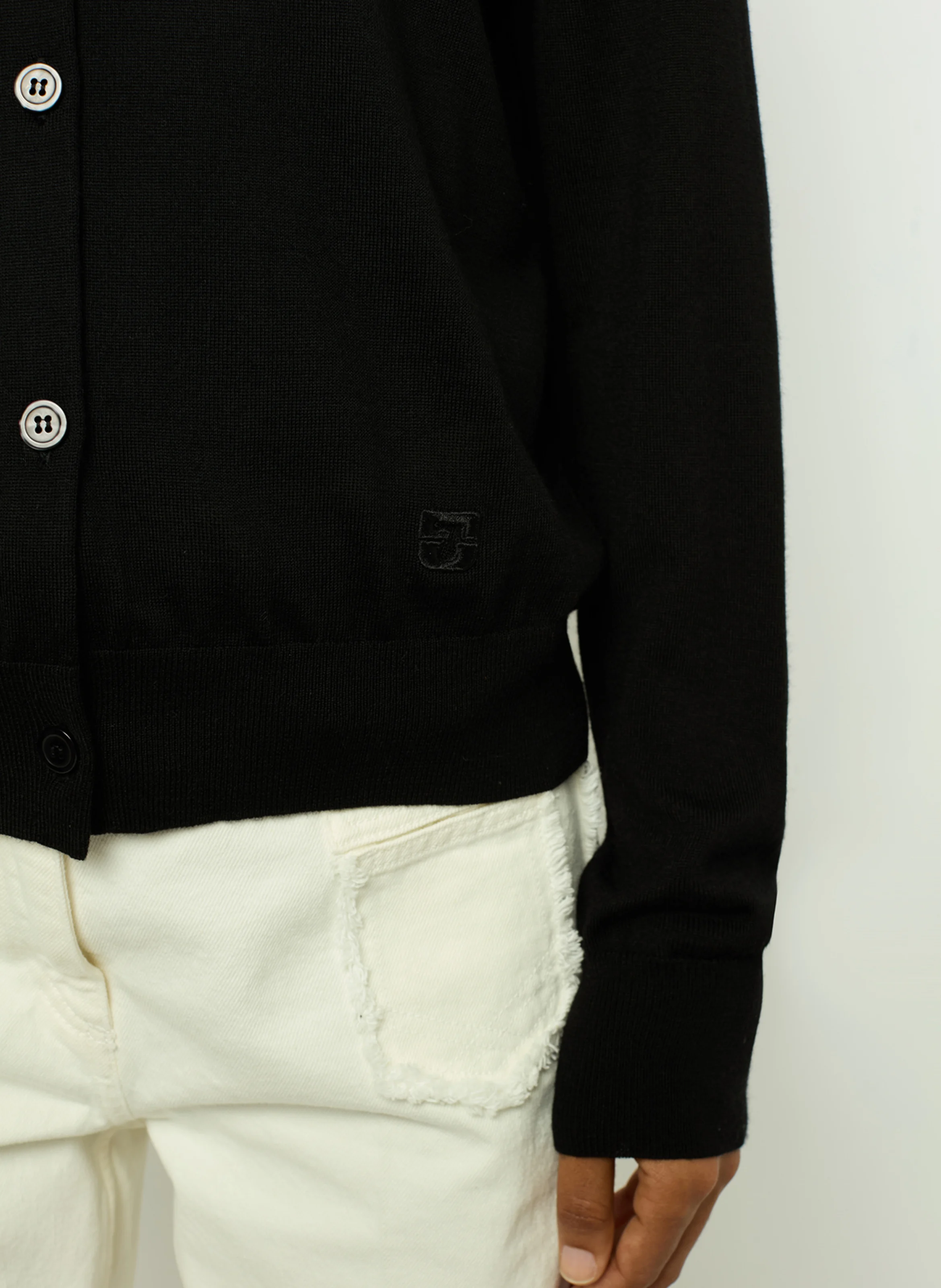 JUSTINE - Cardigan col rond en laine | Noir