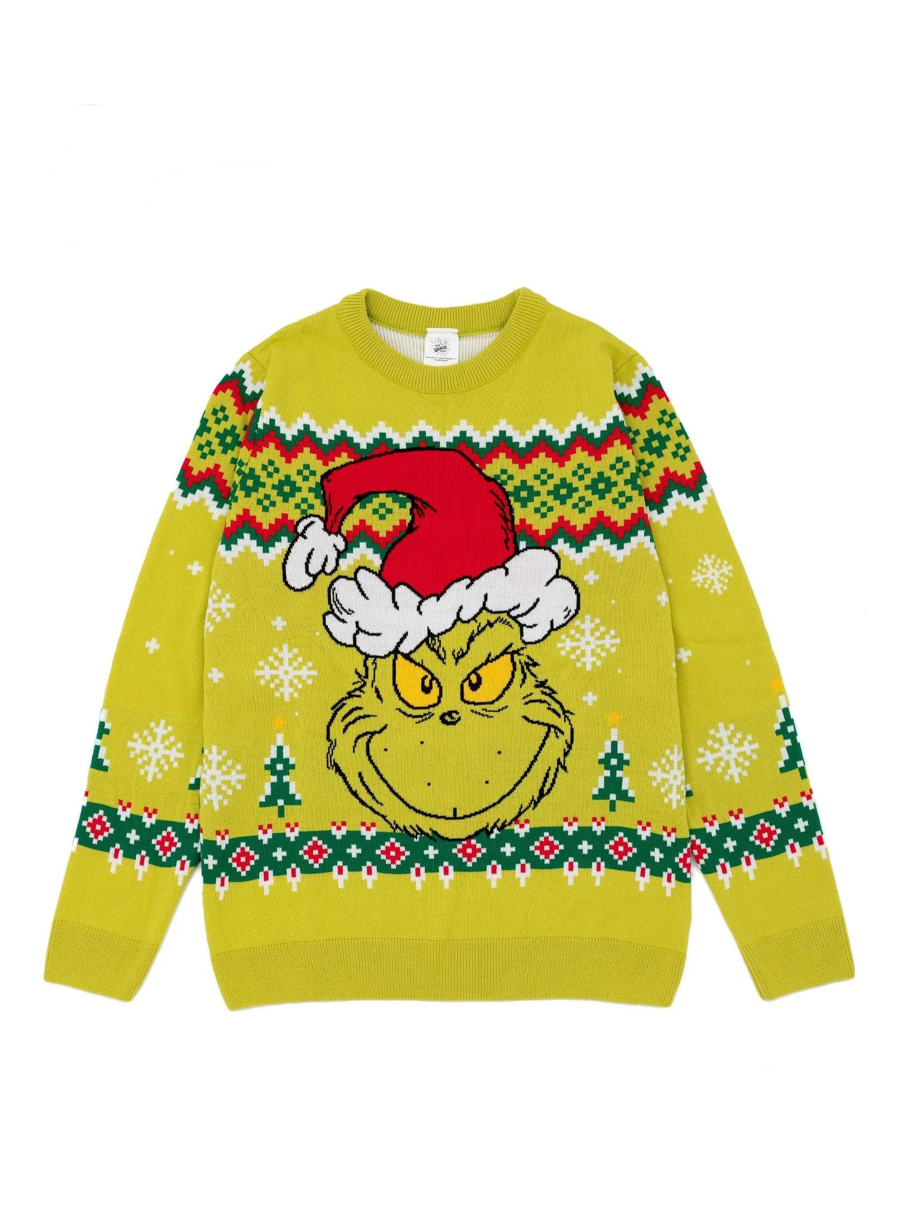 Groen met kerst-Grinch - Vanilla Underground - Gelicentieerde gebreide herenkersttrui