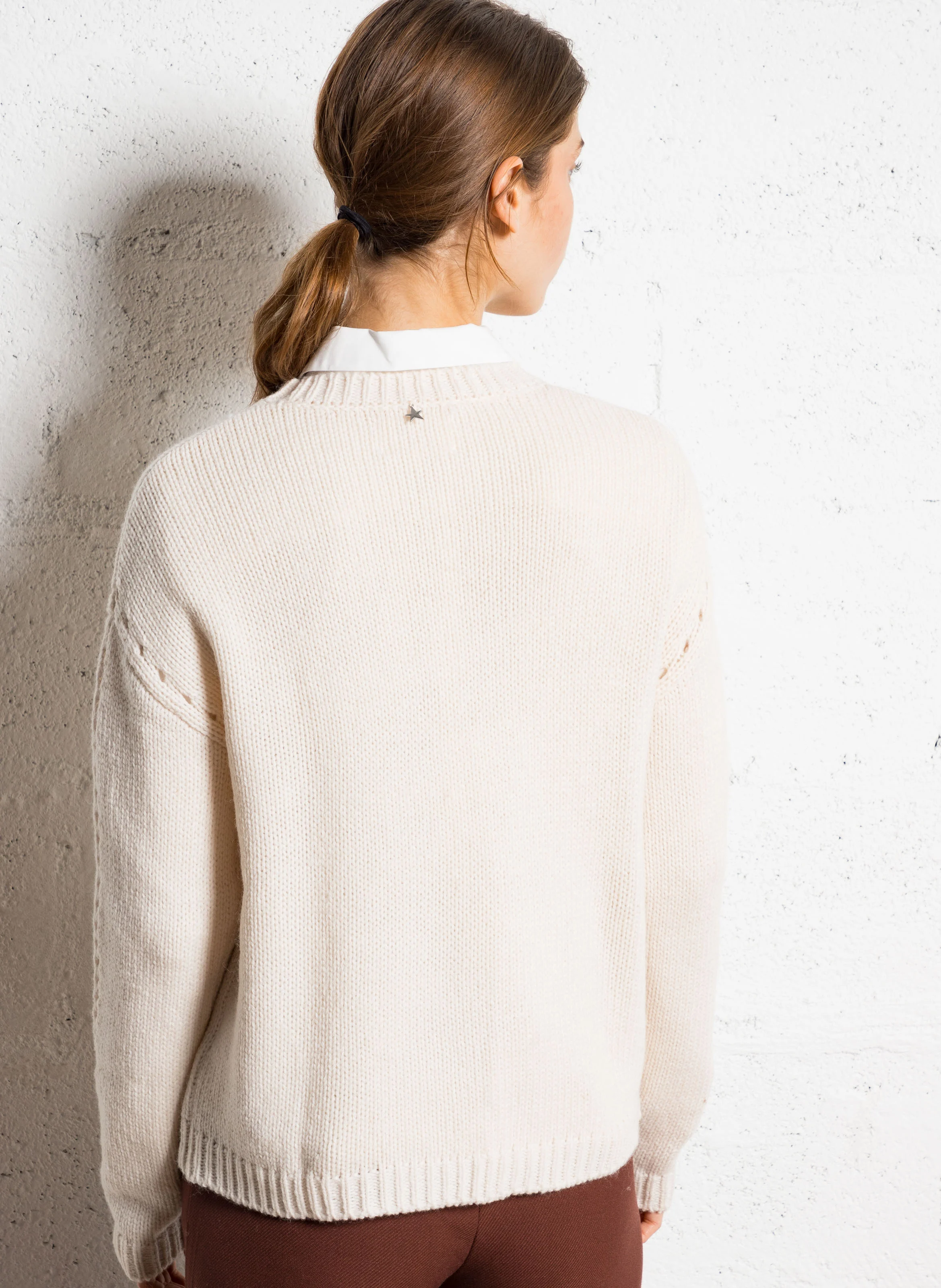 MASPER - Pull en maille fantaisie| Blanc
