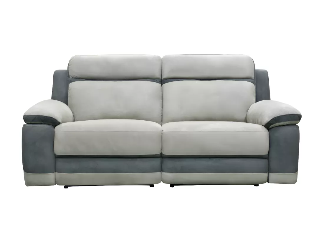 Canapé 3 places relax en microfibre gris clair et bandes anthracites TALCA