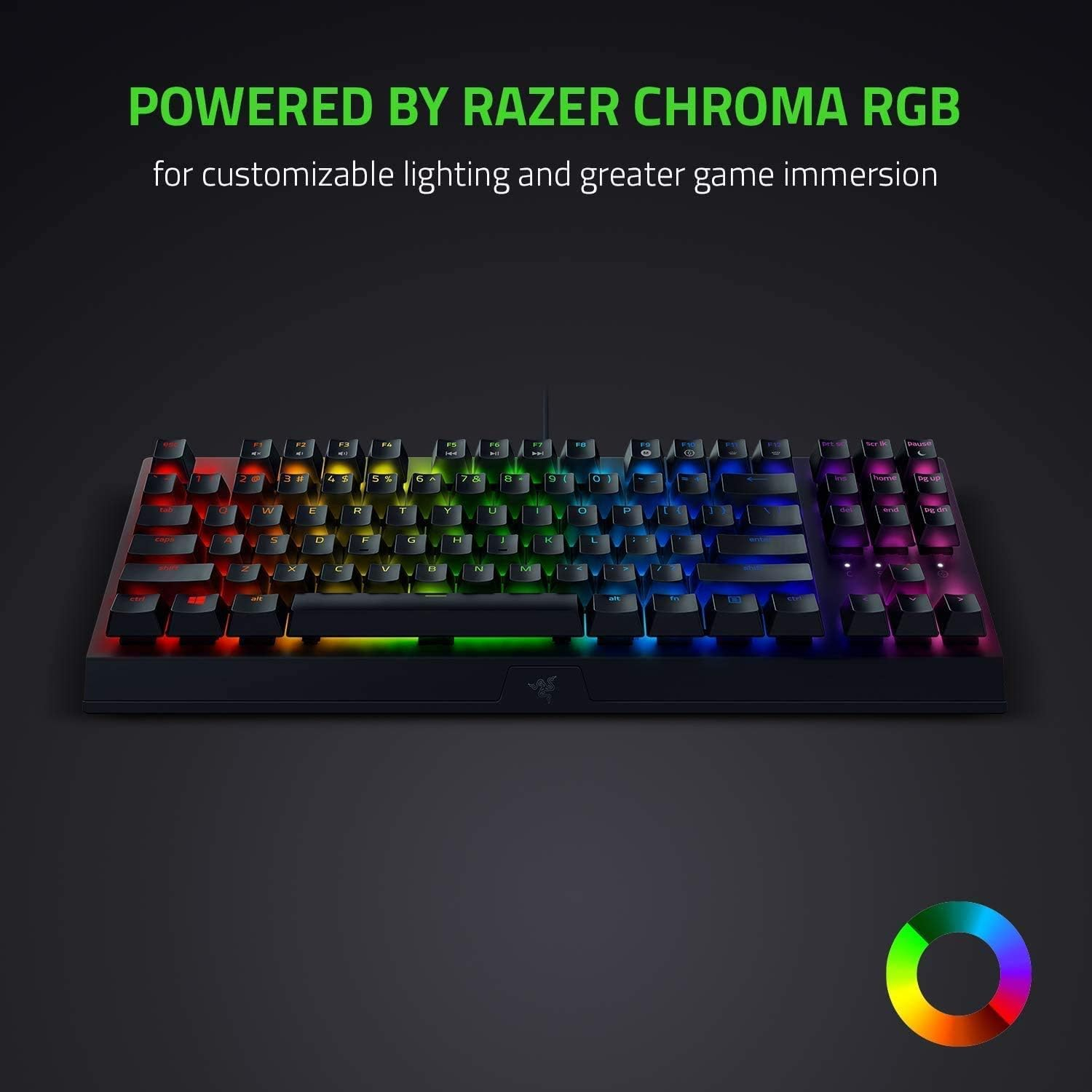 BlackWidow V3 TKL Mechanische Gaming Tastatur Keyboard US Layout mit RGB Hintergrundbeleuchtung Yellow Switches (RZ03-03491800-R3M1) - Schwarz