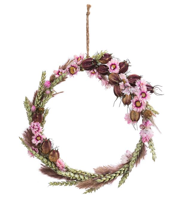 Dehner Trockenblumenkranz DIY Set Rosa