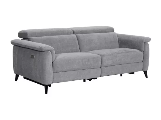 Canapé de relaxation électrique 3 places Olmia en tissu - Gris - L195 x P104 x H73cm - Loungitude