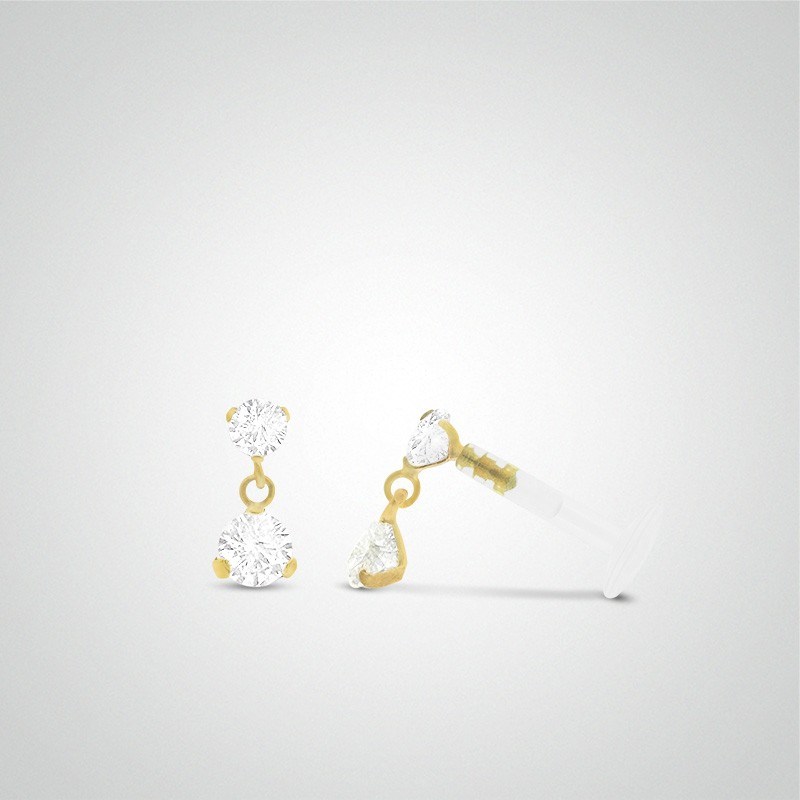 Piercing conch or jaune pendentif avec un oxyde de zirconium