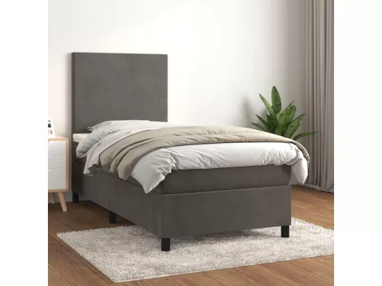 Sommier à lattes de lit avec matelas Gris foncé 100x200 cm