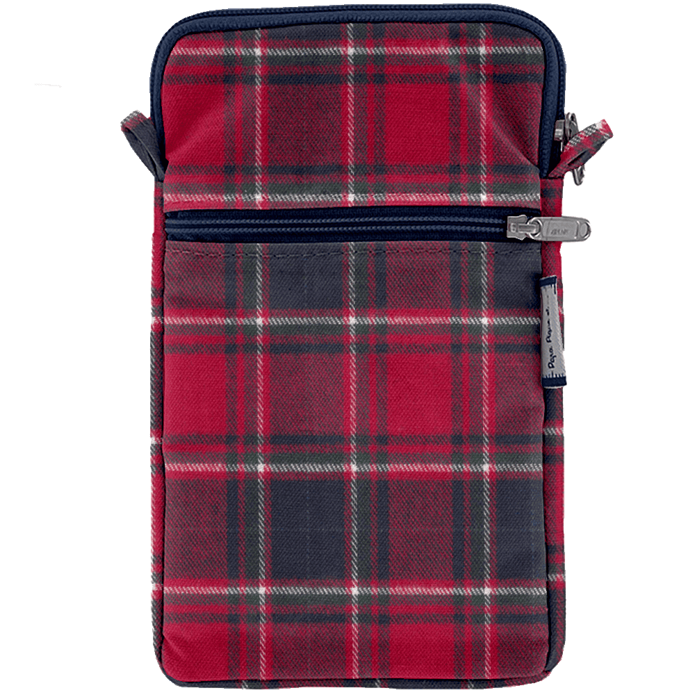 Pochette Téléphone Matelassée Tartan Rouge
